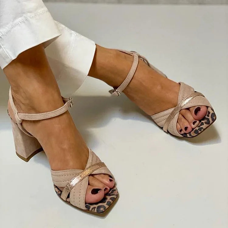 CALIRA™ | Stylish Heeled Sandals with Cross-Strap Design