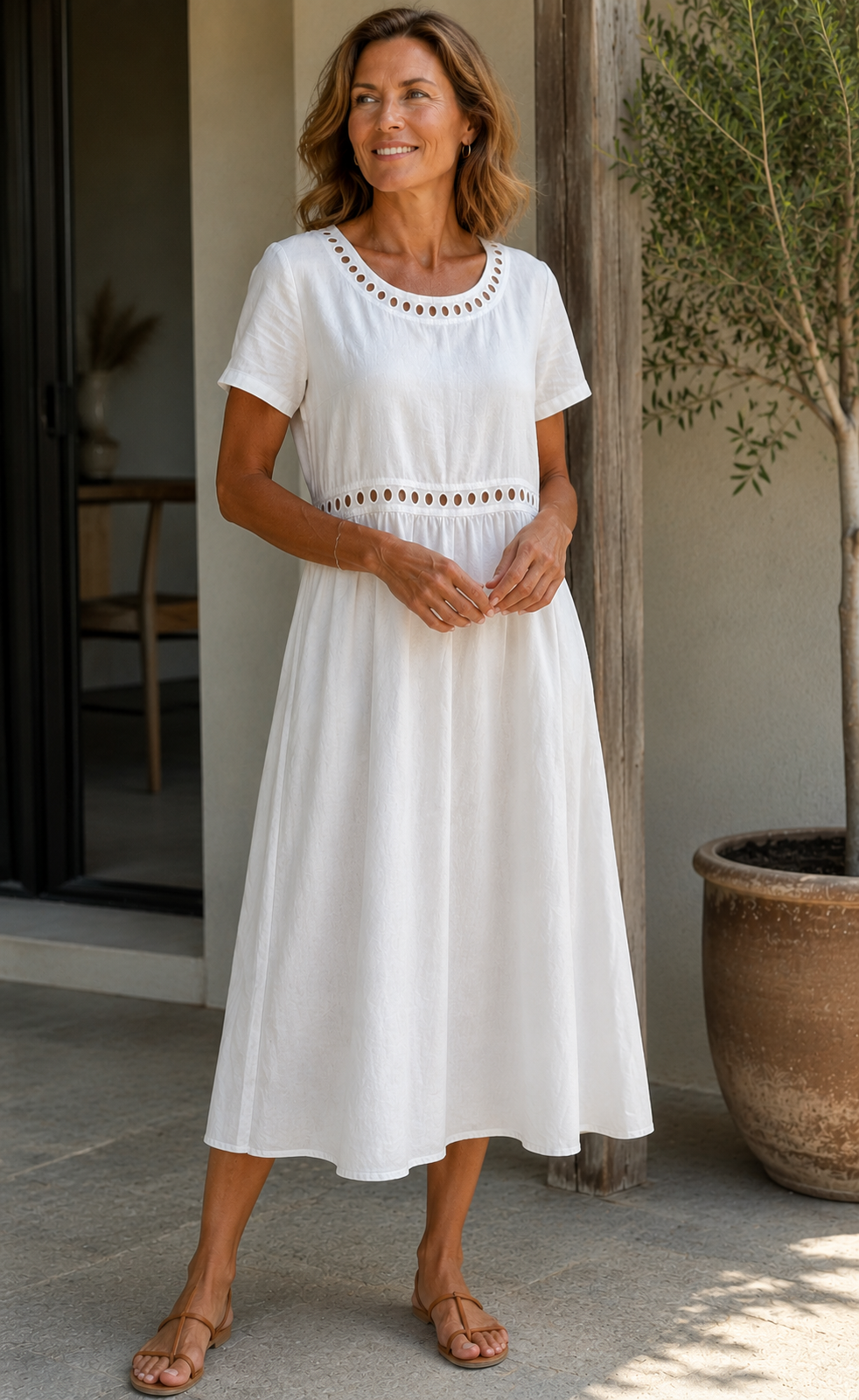 Hazel™ | Women's Elegant Embroidered Linen Dress