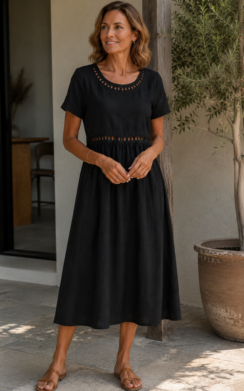 Hazel™ | Women's Elegant Embroidered Linen Dress