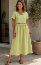 Hazel™ | Women's Elegant Embroidered Linen Dress