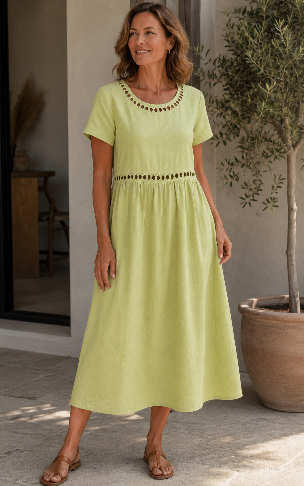 Hazel™ | Women's Elegant Embroidered Linen Dress