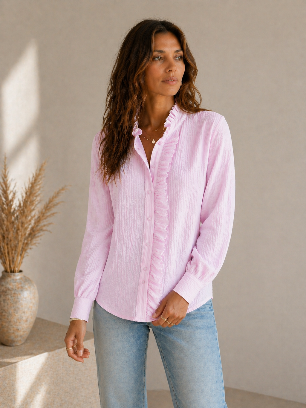 ELARA™ | Feminine Blouse with Elegant Ruffles